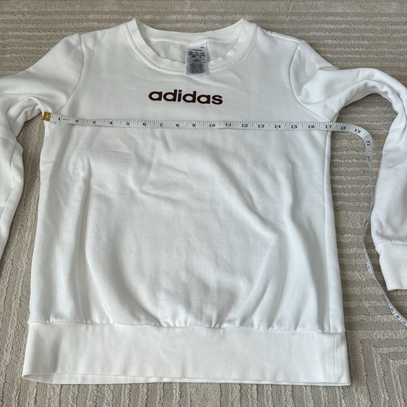 Adidas White Pull Over Crew Neck Sweater - Picture 6 of 10